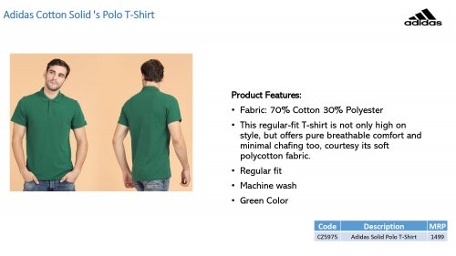 Adidas Cotton Polo T shirt CZ5975 Green