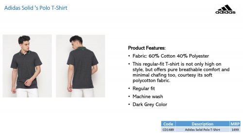 Adidas Cotton Polo T shirt CD1489 Dark Grey