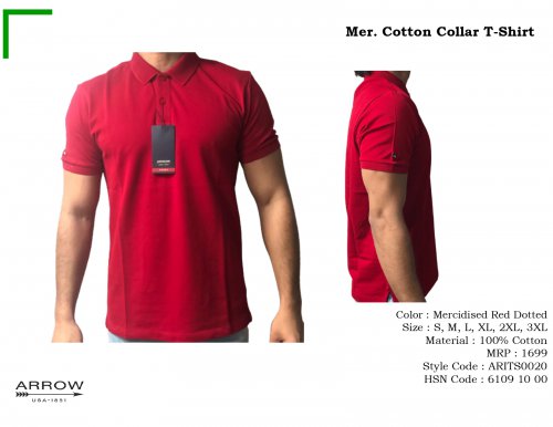 Arrow Mercerised Cotton Collar T shirt Red