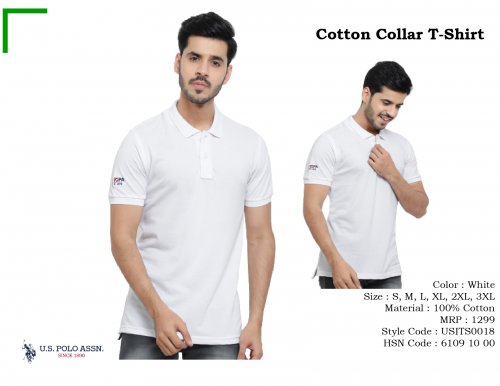 U S Polo Assn Cotton Collar T-Shirt White USITS0018