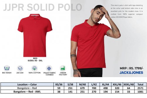 Jack and Jones JJPR Solid Polo T Shirt Red