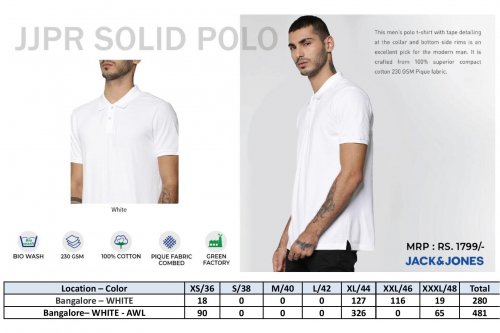 Jack and Jones JJPR Solid Polo T Shirt White