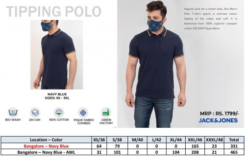 Jack and Jones Tipping Polo Navy Blue T shirt