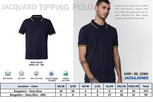 Jack and Jones Jacquard Tiping Polo Navy Blue T shirt