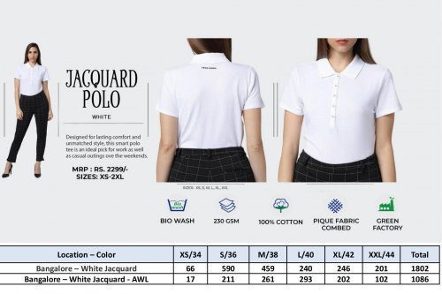 Jack and Jones Jacquard Polo white ladies T Shirt