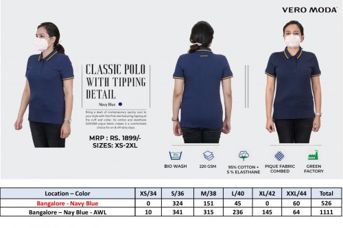 Vero Moda classic polo black colour 200gsm ladies T shirt