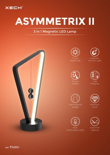 XECH Asymmetrix II Black 3 in 1 Magnetic LED Lamp