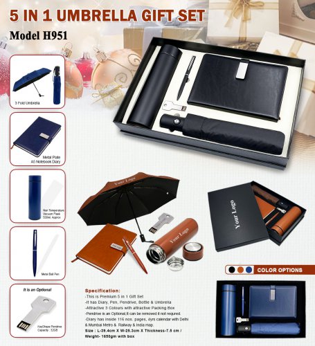 4 in 1 Umbrella gift set with 32 GB pen drive H-951