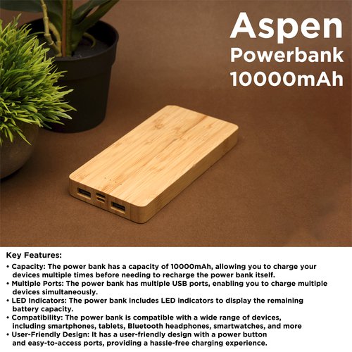 Aspen 10000mAh Power bank WAP9009