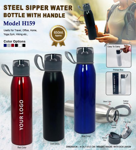 Steel Sipper Bottle With Handle H-159 650 ml