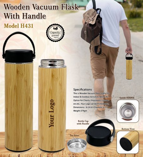 Wooden Flask with handle 500 ml H-431