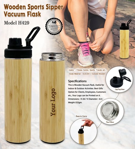 Wooden Sipper Vacuum Flask 500 ml H-429