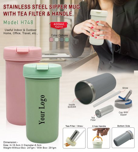 Vacuum mug with tea filter H-748 - 400 ml