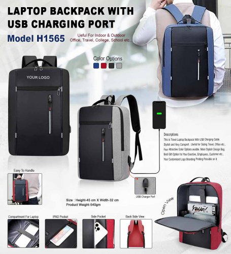 Laptop Backpack with USB charging point H-1565