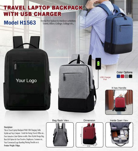 Laptop Backpack with USB Charger H-1563