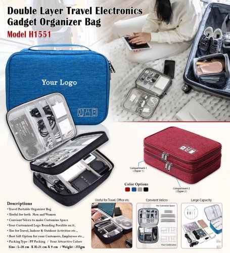 Double Layer travel electronics gadget organiser bag H-1551
