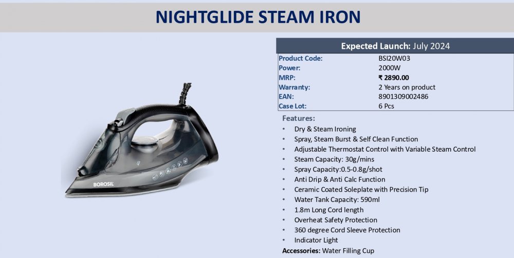 Borosil Nightglide Steam Iron