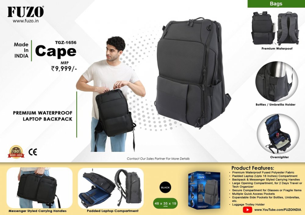 Fuzo Cape Premium Waterproof Laptop Backpack TGZ-1656