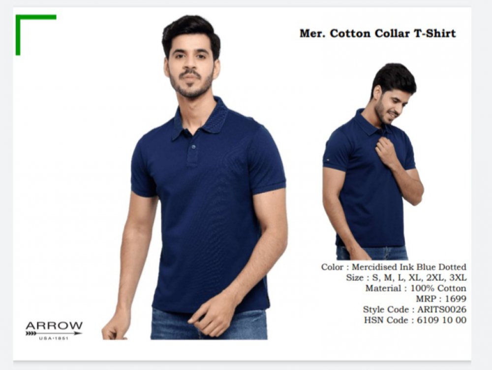 Arrow Mercerised cotton polo T shirt Ink Blue