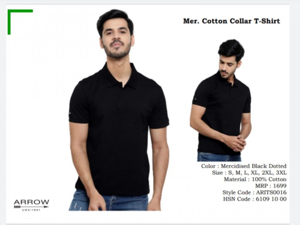 Arrow Mercerised cotton polo T shirt Black