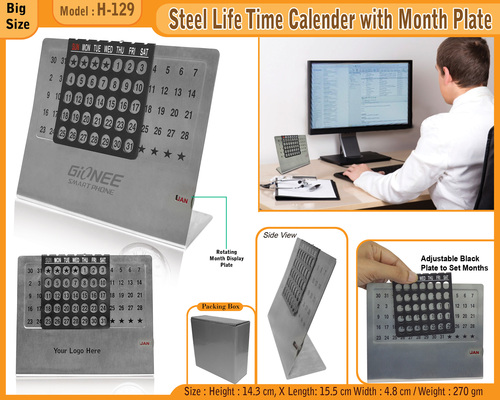 Steel Life time Calendar with Month Display H-129