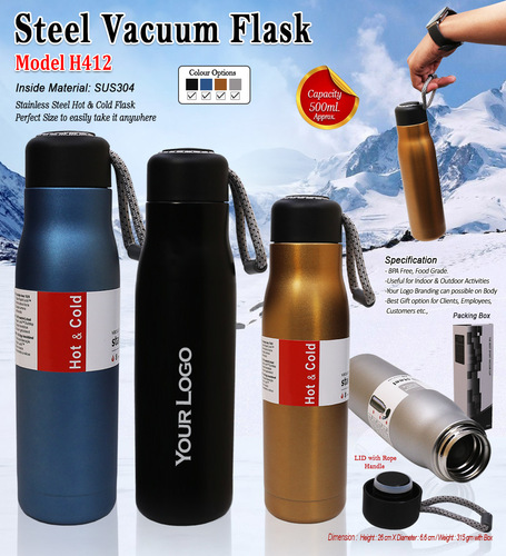Hot & Cold Steel Water Bottle H-412
