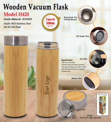 Wooden Vaccum Flask H-420