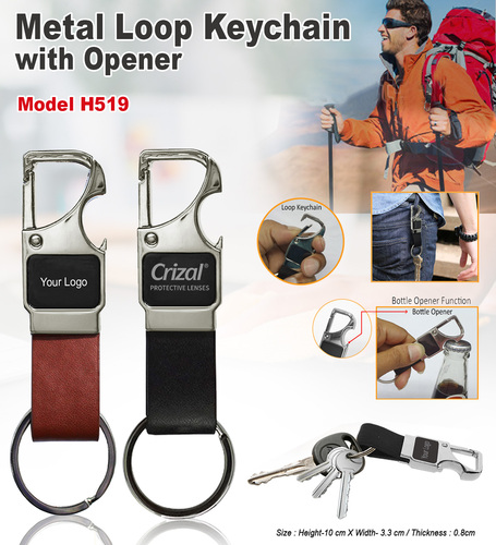 Metal Loop Keychain with Opener H-519