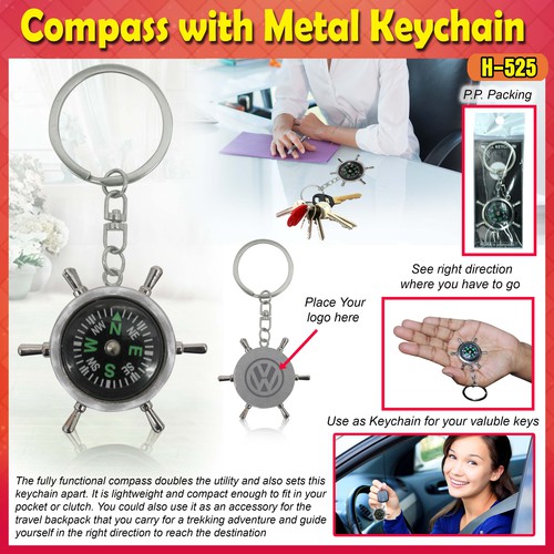Compass With Metal Keychain H-525