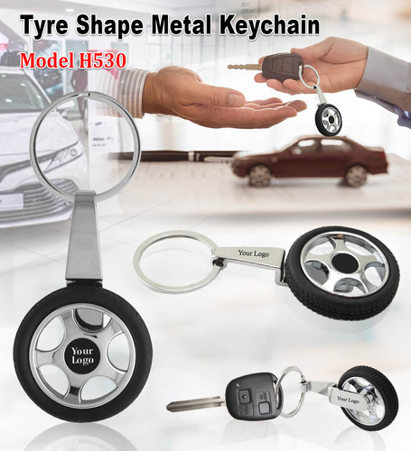 Tyre shape metal keychain H-530