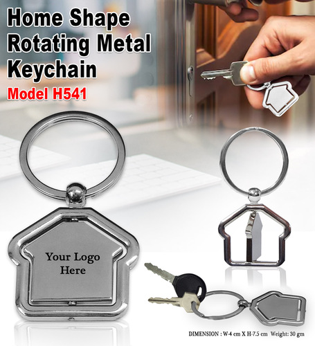 Home Shape Rotating Metal Keychain H-541