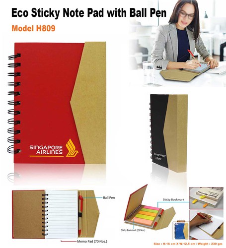 Eco Sticky Memo Pad with Sticky Note & Pen H-809