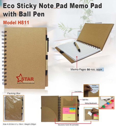 Eco Note Pad- Sticky Pad with Pen H-811