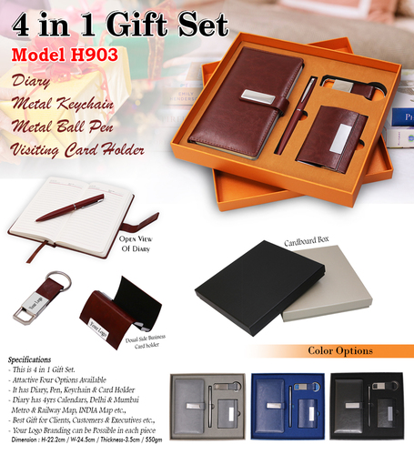 4Pcs.Gift set (Keychain,Pen,Card Holder & Diary H-903